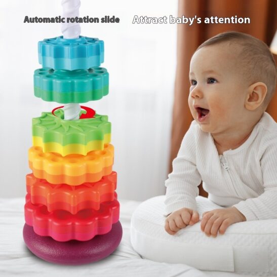 Rainbow Rotating Tower Toy Baby Early Education Intellectual Development Intelligence Ferrule